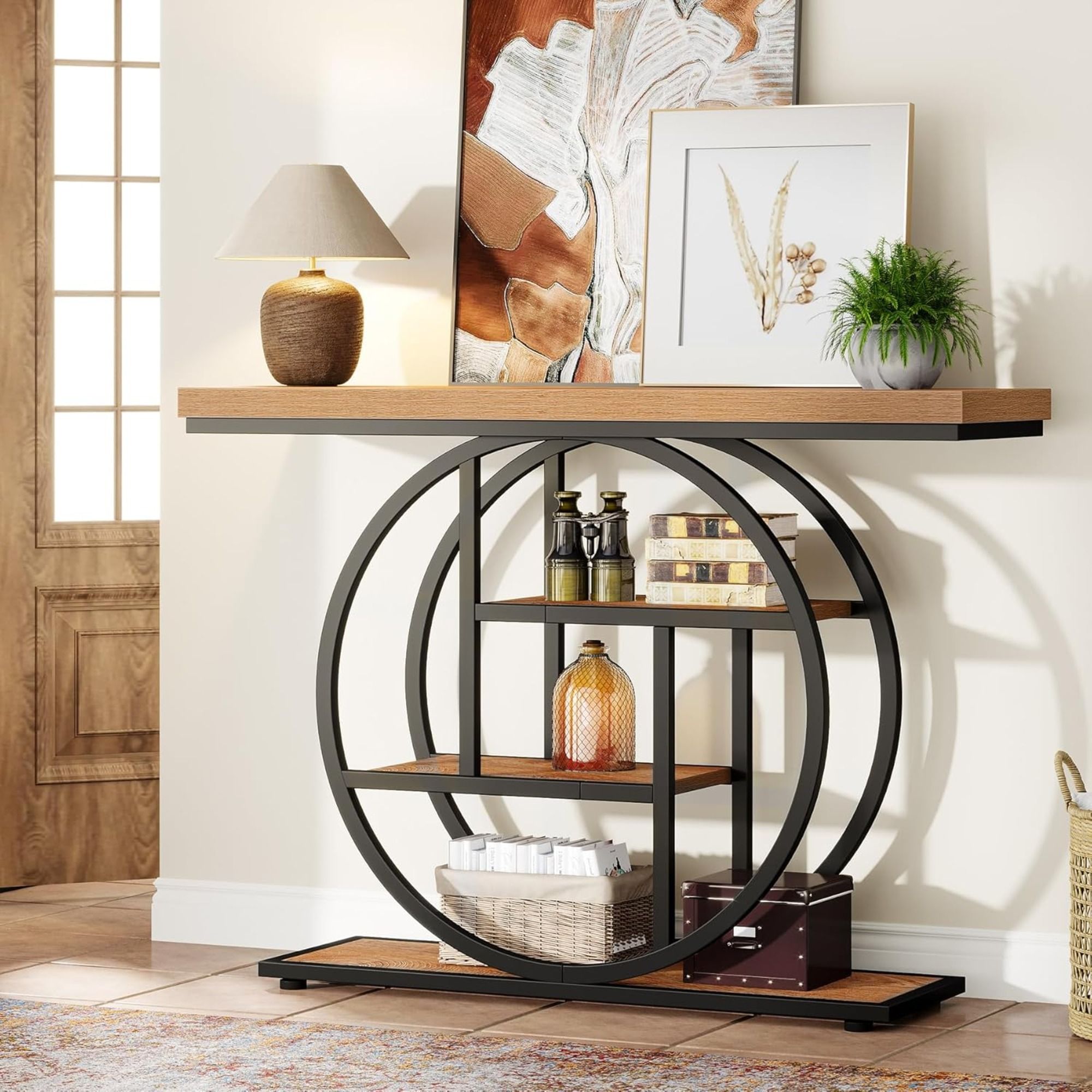 Console Table With 4 Tier Design For Living Hallway