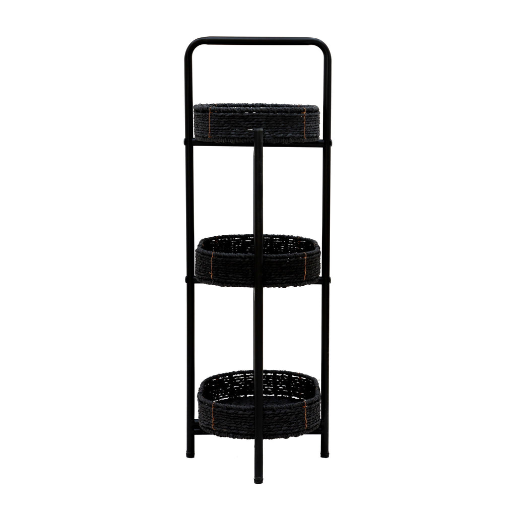 Modern 3 Tier Handwoven Side Table With Oval Organizer