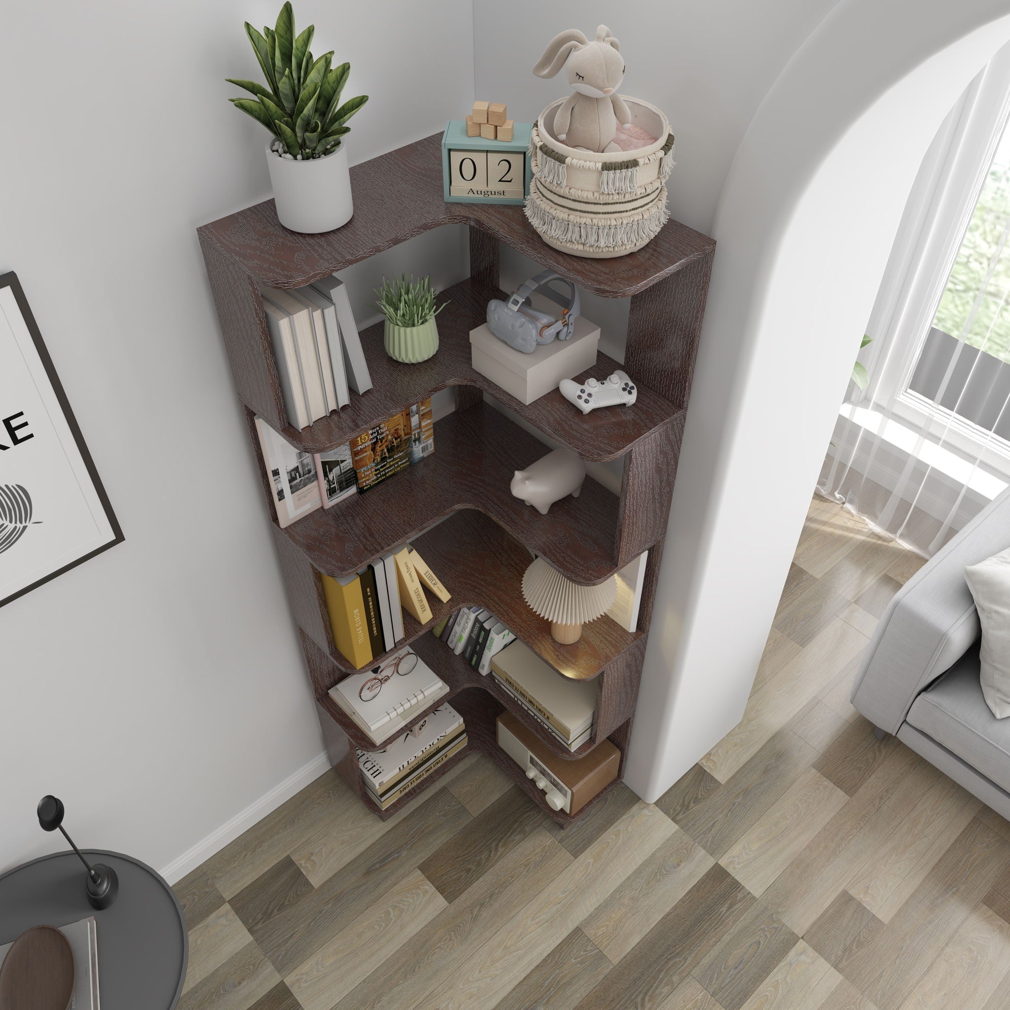 L-Shaped Corner Bookshelf