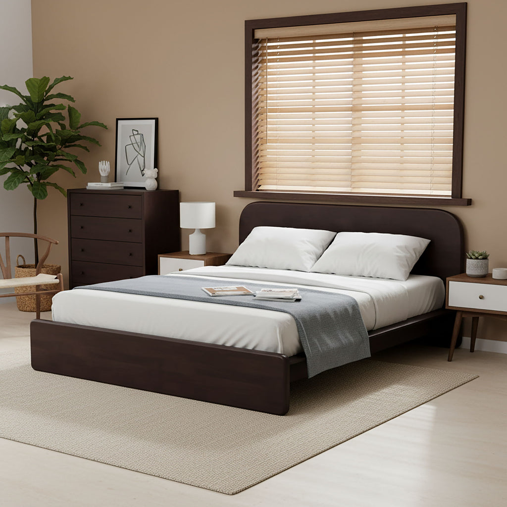 Platform Bed Frame With Rounded Headboard