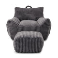Giant Bean Bag Chair With Armrests And Footstool