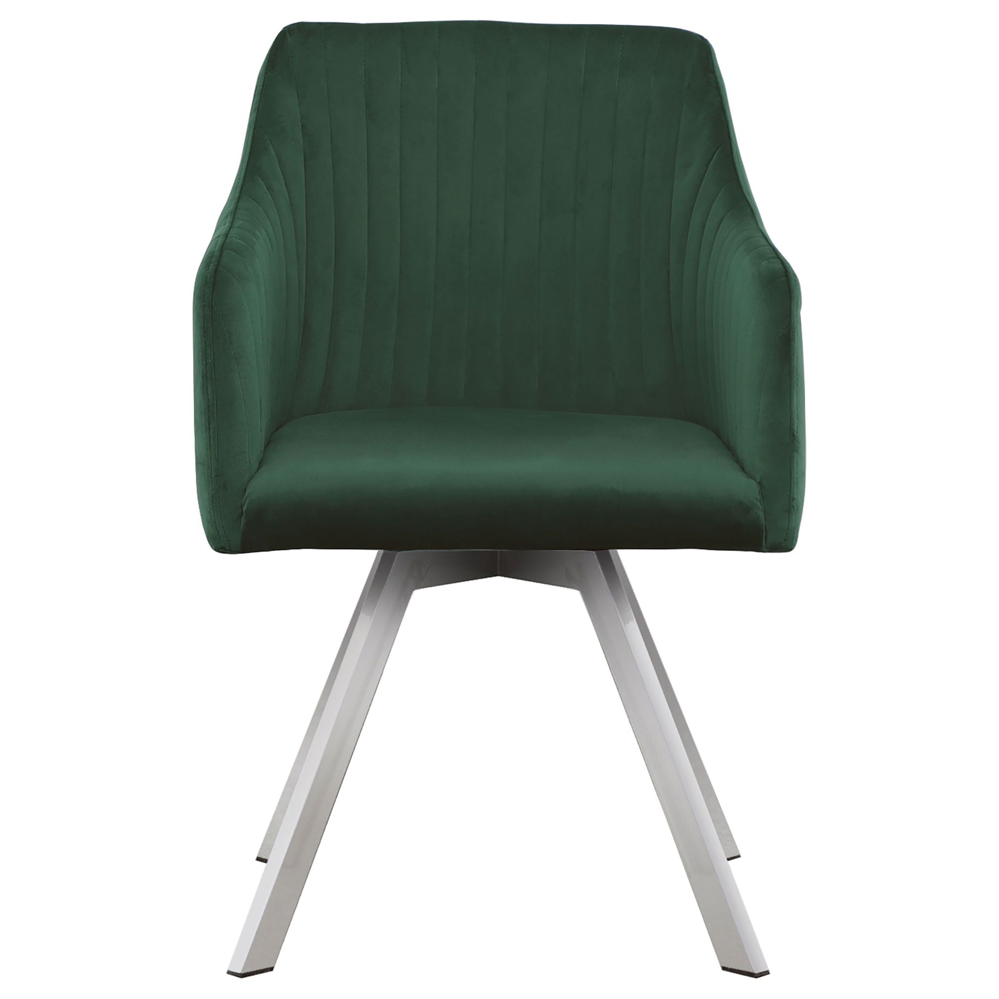 Tufted Swivel Dining Chair With Slim Sloped Arms - Green