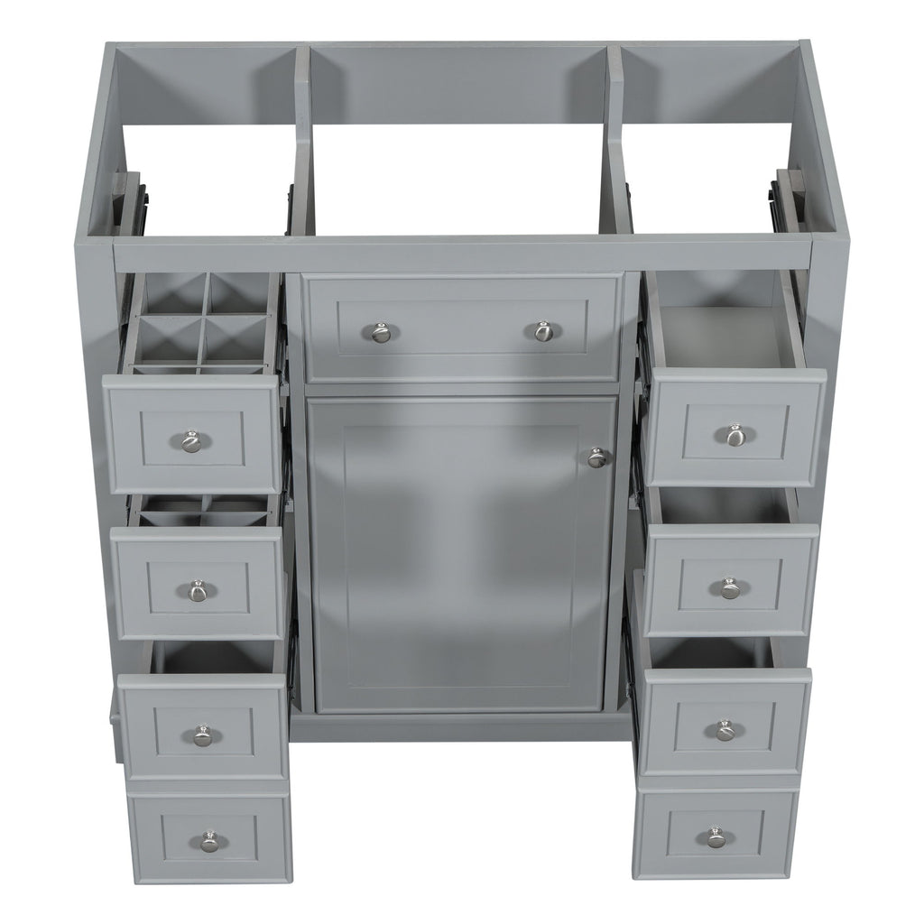 Modern Bathroom Vanity Base Only With 1 Cabinet And 6 Drawers