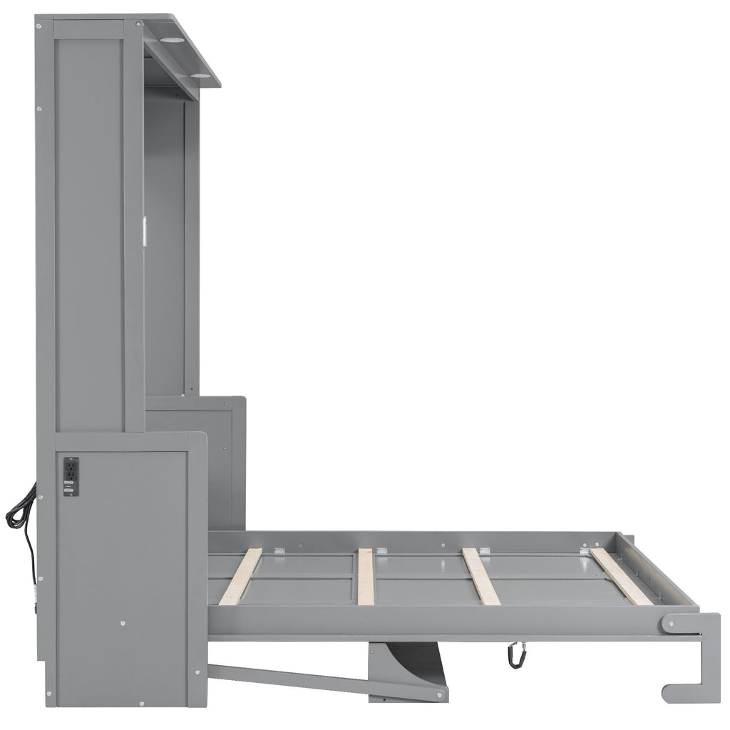 Murphy Bed With Desk, LED Lights And USB Charging Station