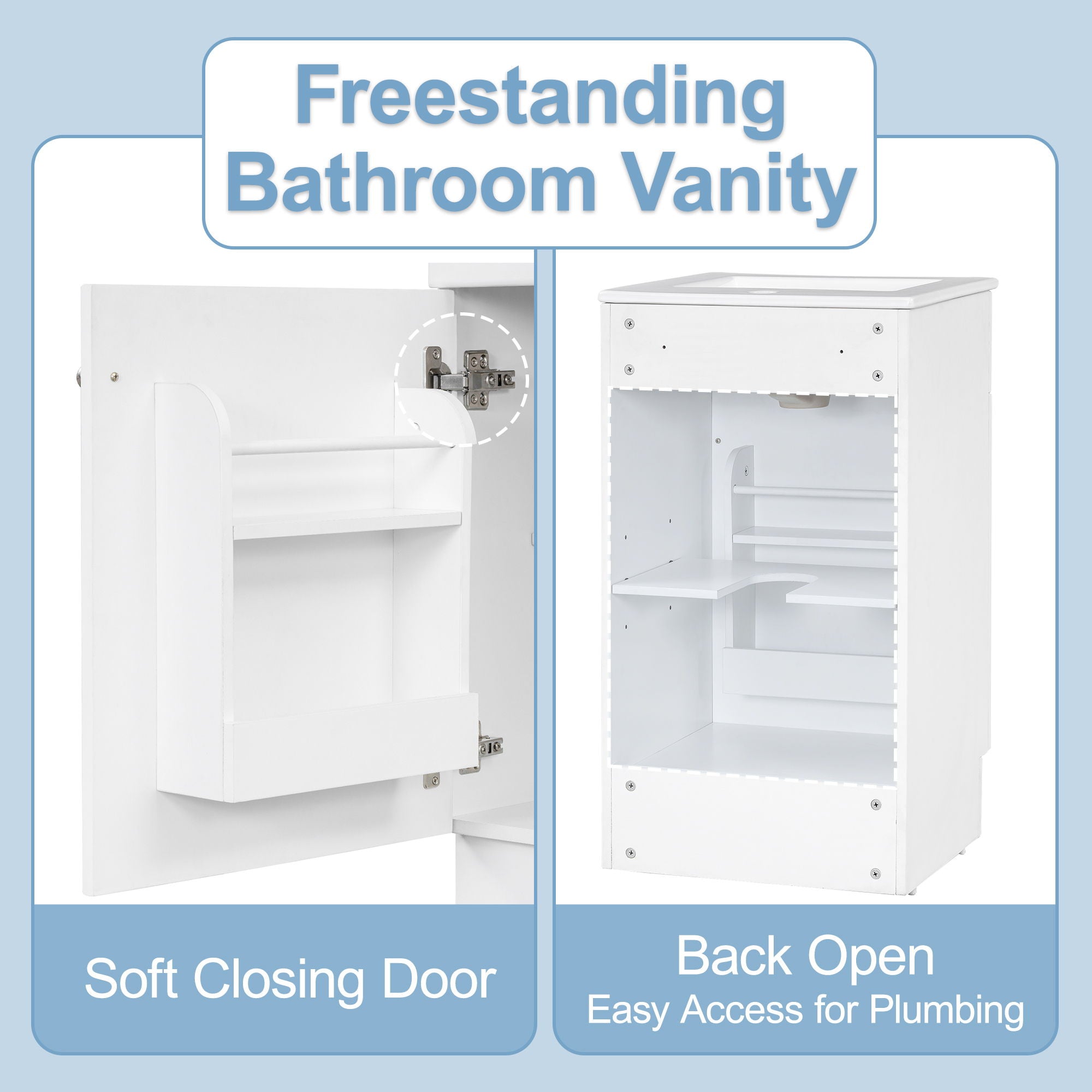 Bathroom Vanity With Sink, Cabinet With Adjustable Shelf