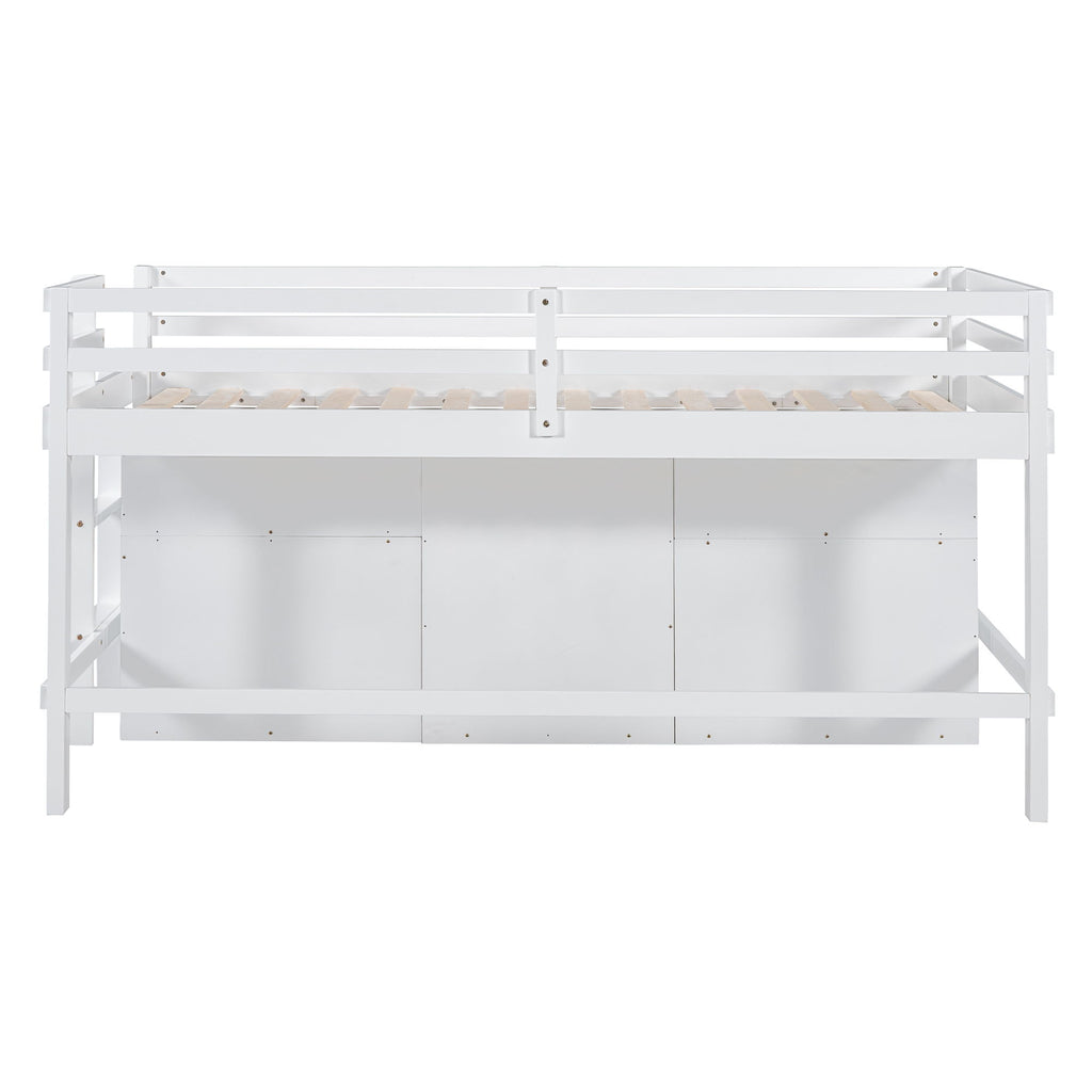 Loft Bed With 4 Drawers, Underneath Cabinet And Shelves
