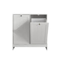 Tilted Laundry Hamper With Removable Basket, Hidden Storage Cabinet, Home Organizer For Bathroom - White