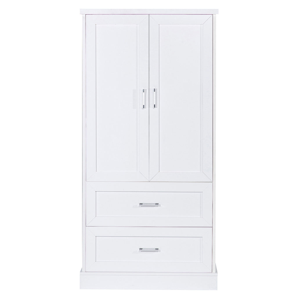 Tall Bathroom Storage Cabinet With 2 Doors And Drawers, Adjustable Shelf