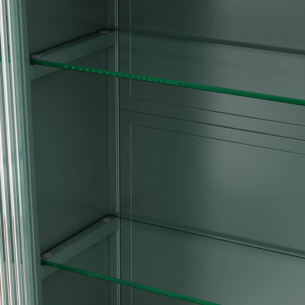 Arched Wall Mounted Cabinet, 3 Door Storage For Kitchen - Dark Green