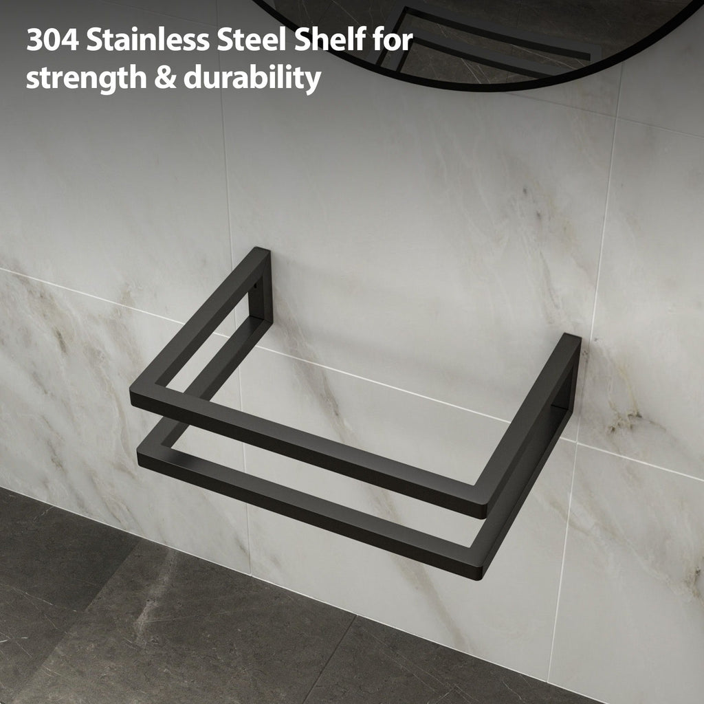 Wall Mounted Rectangular Bathroom Sink With Towel Bar And Faucet Hole - White