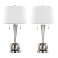 Jules - Contemporary Table Lamp Built In USB Port (Set of 2) - Nickel / White