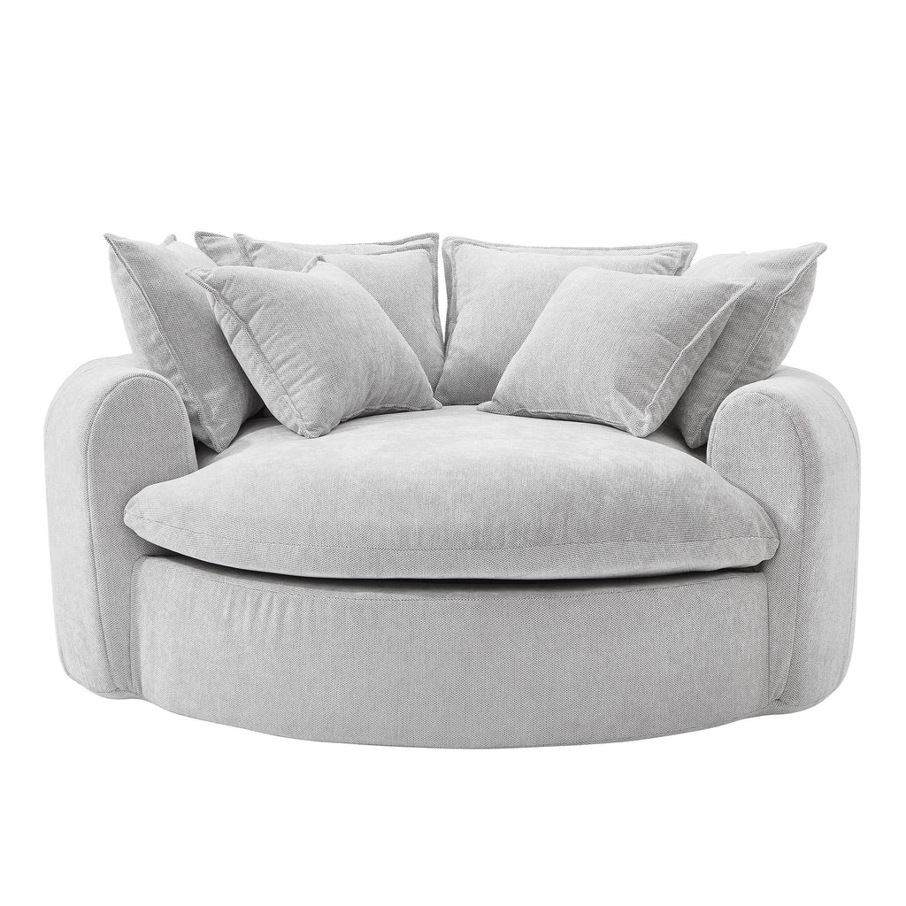 Modern Round Chaise Sofa With 8 Throw Pillows
