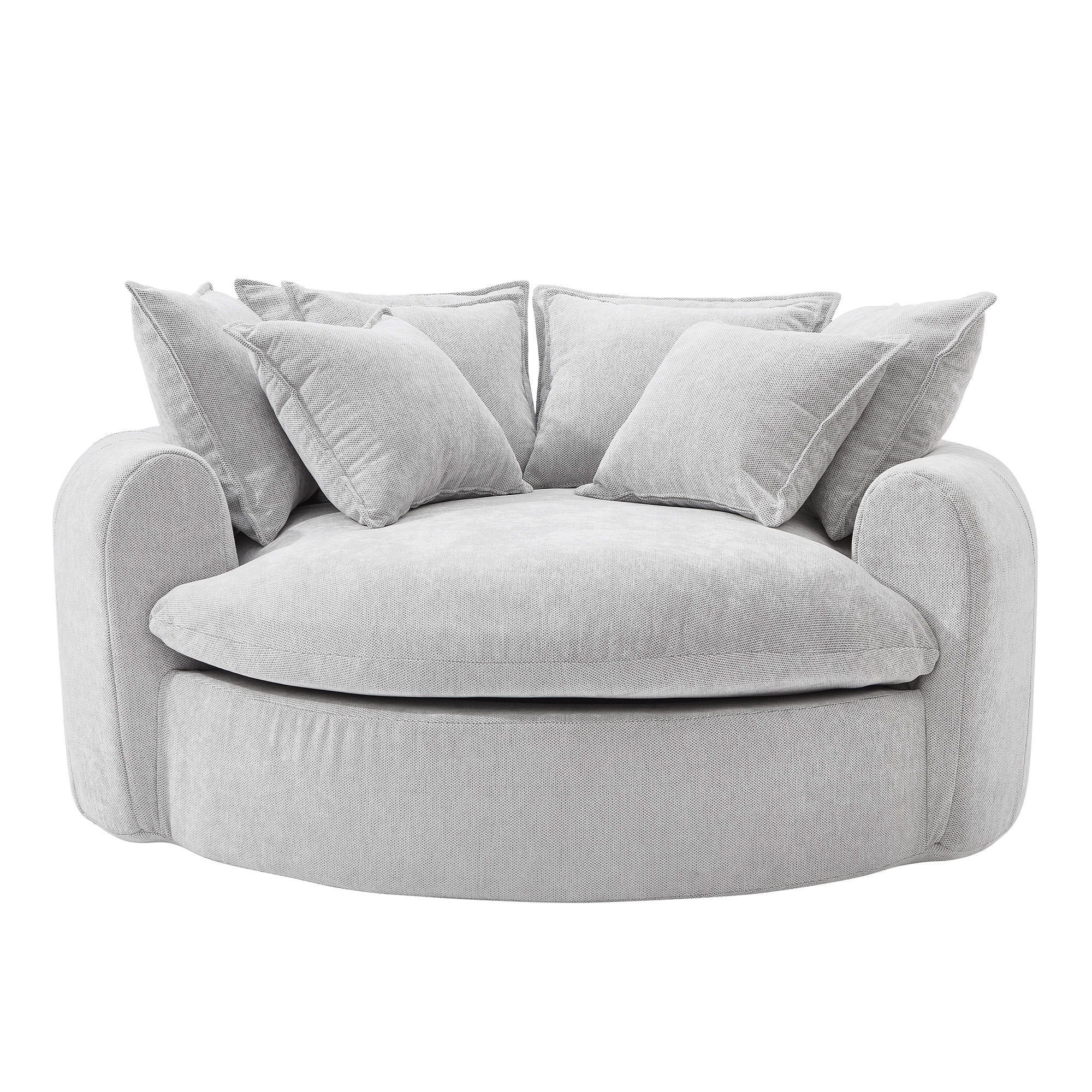 Modern Round Chaise Sofa With 8 Throw Pillows