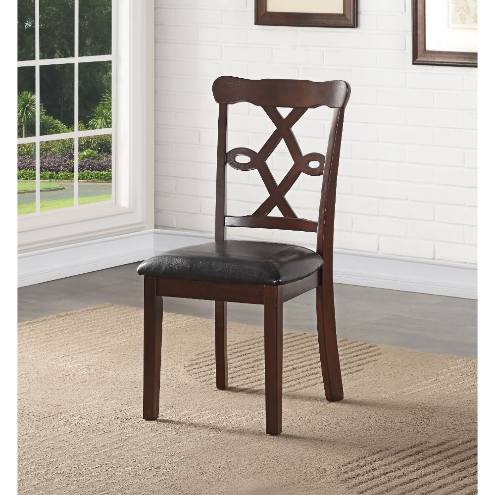 Ingeborg - 5 Piece Dining Set - Black Synthetic Leather & Espresso