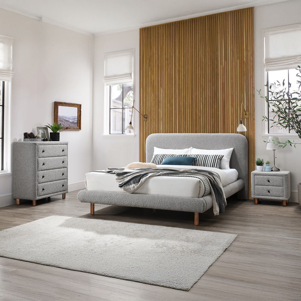 Cleo - Nightstand - Gray Boucle