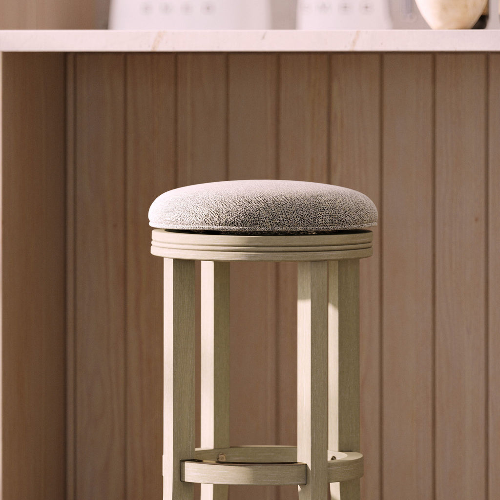 Backless Swivel Stool With Upholstered Seat