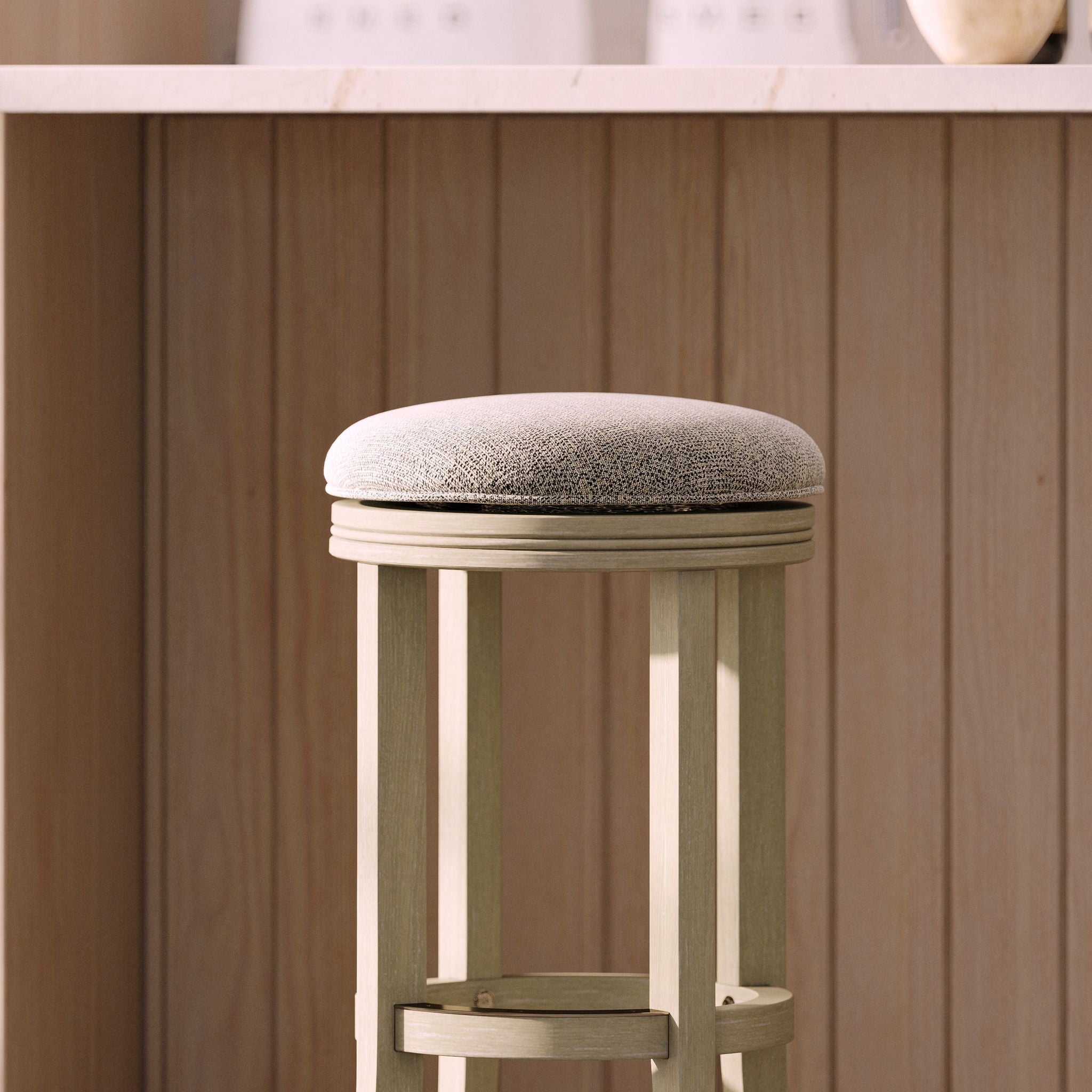 Backless Swivel Stool With Upholstered Seat