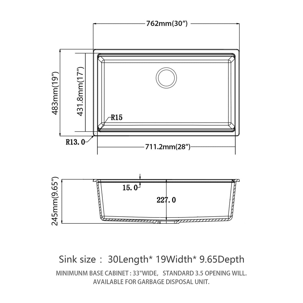 Quartz Kitchen Sink, Granite Composite Workstation Undermount