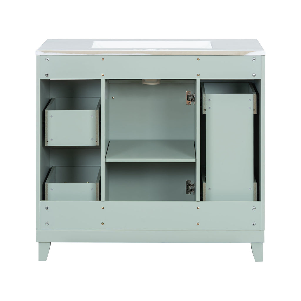 Bathroom Vanity With Ceramic Sink, Soft Close Doors, Adjustable Shelves