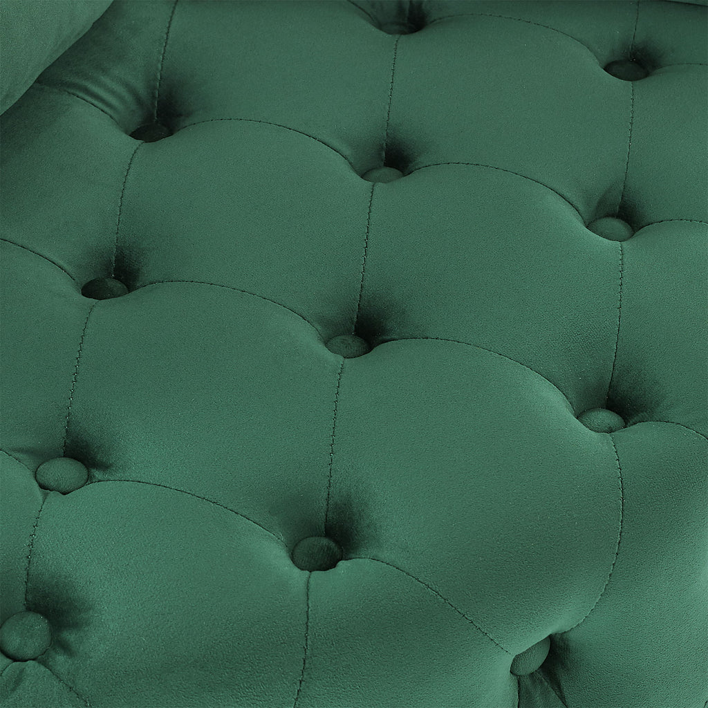 Modern Upholstered Swivel Chair With Button Tufted Design And Movable Wheels