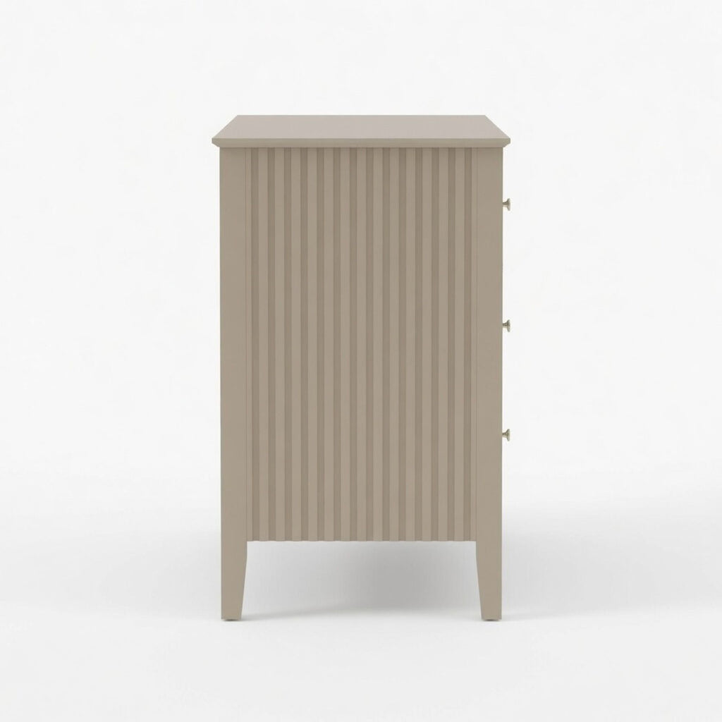 Fluted 3 Drawer Nightstand With Soft Close Slides
