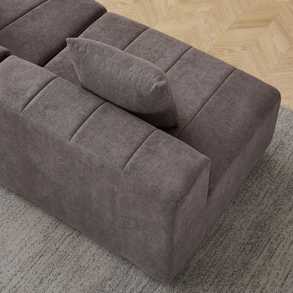 Modular Sectional Sofa With 2 Pillows, Symmetrical Design