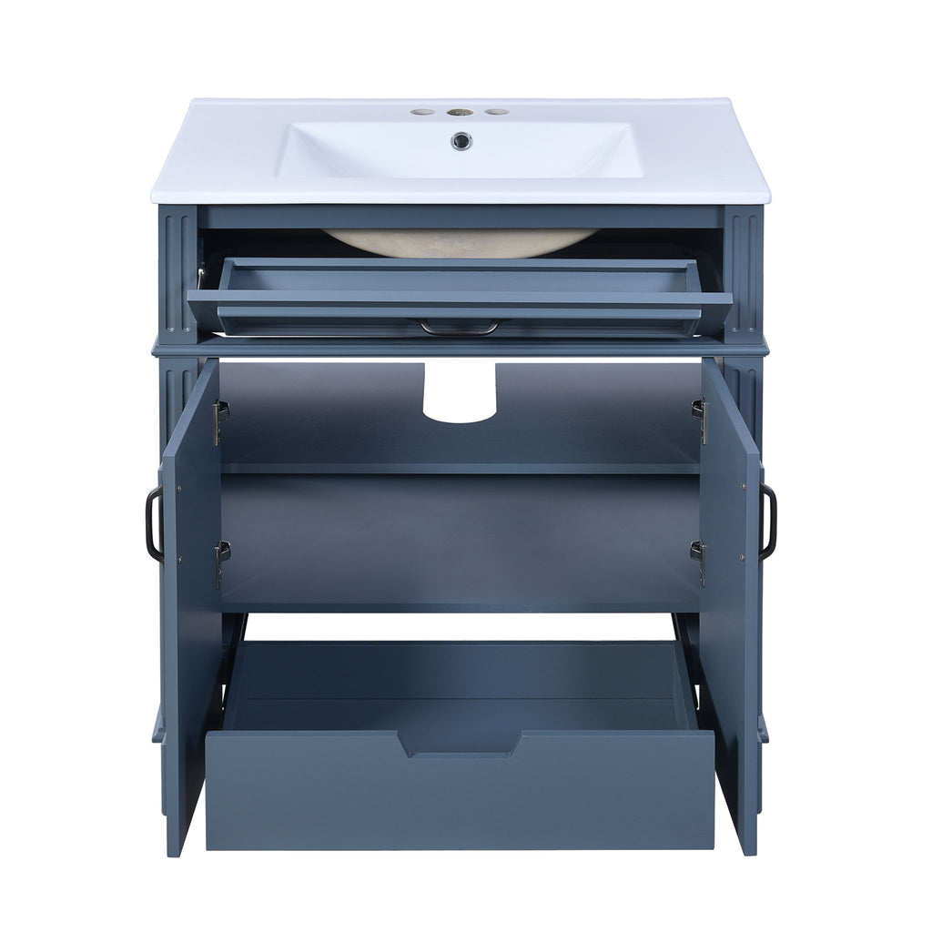 Bathroom Vanity With Sink Storage Cabinet - Blue