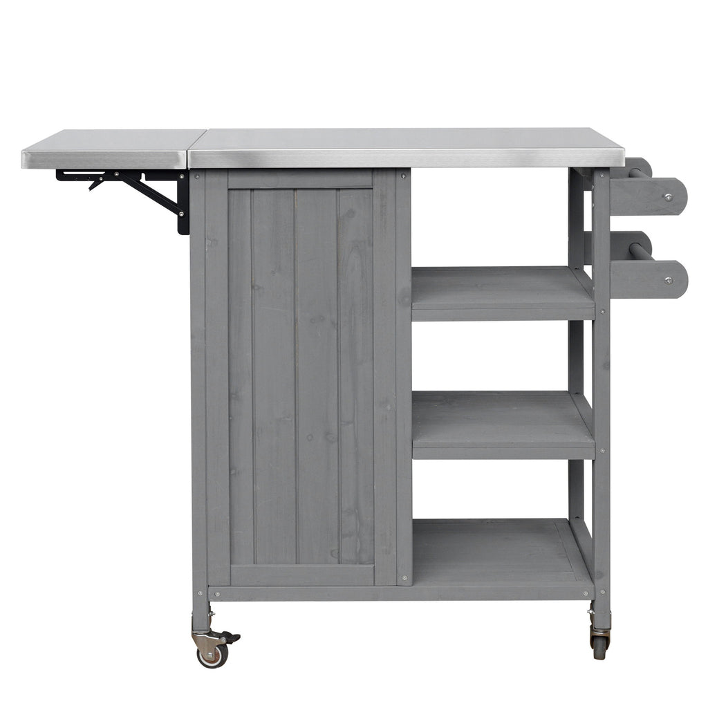 Foldable Outdoor Kitchen Island With Storage Cabinet