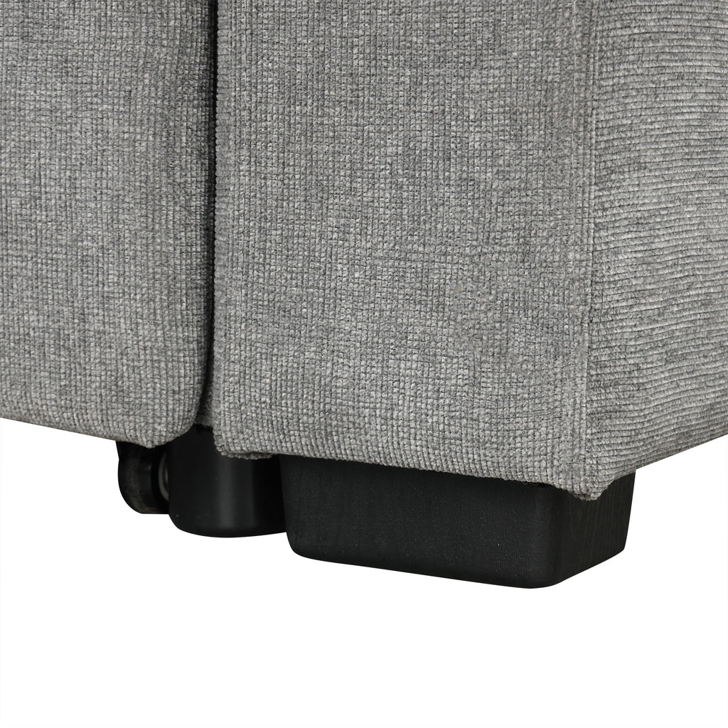 Modern 2 Seater Loveseat Sofa With Pull-Out Bed, Fabric, Built-In USB Ports & Cup Holders
