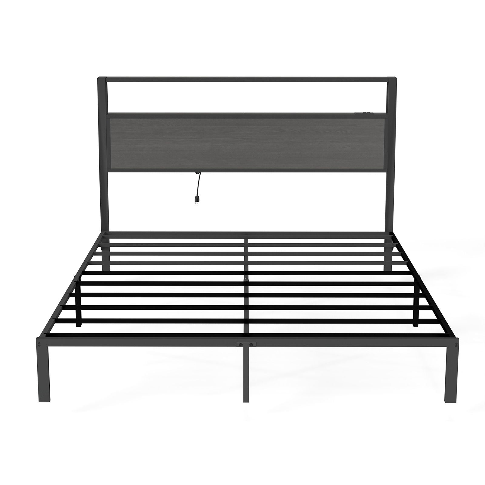 Bed Frame With Headboard, LED Lights & Charging Station