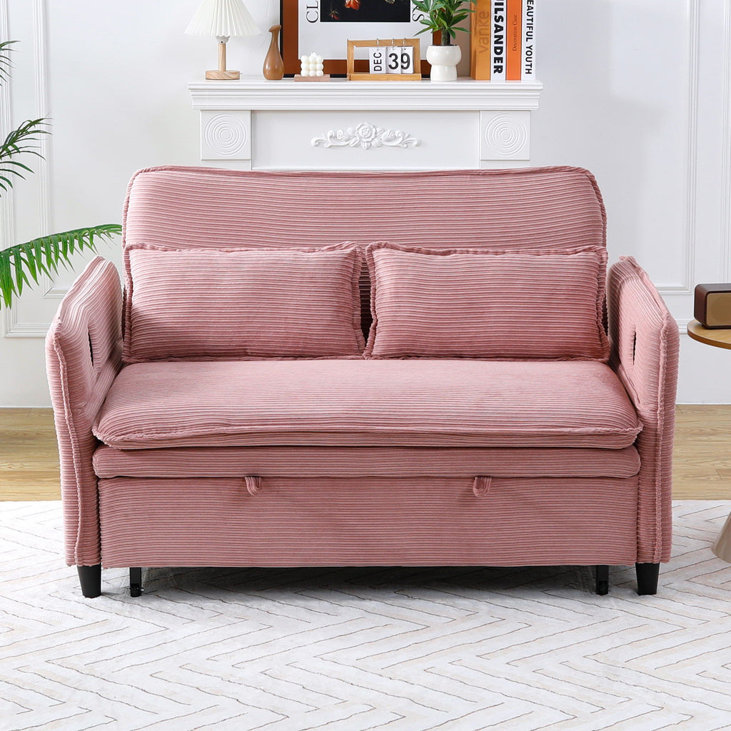 Modern Fabric Multi-Functional Sofa Bed With Adjustable Armrests And Backrests