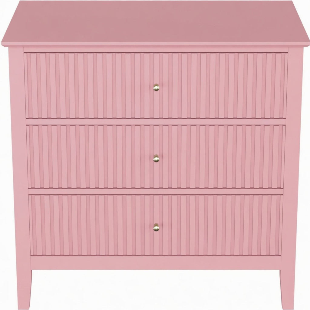 Fluted 3 Drawer Nightstand With Soft Close Slides