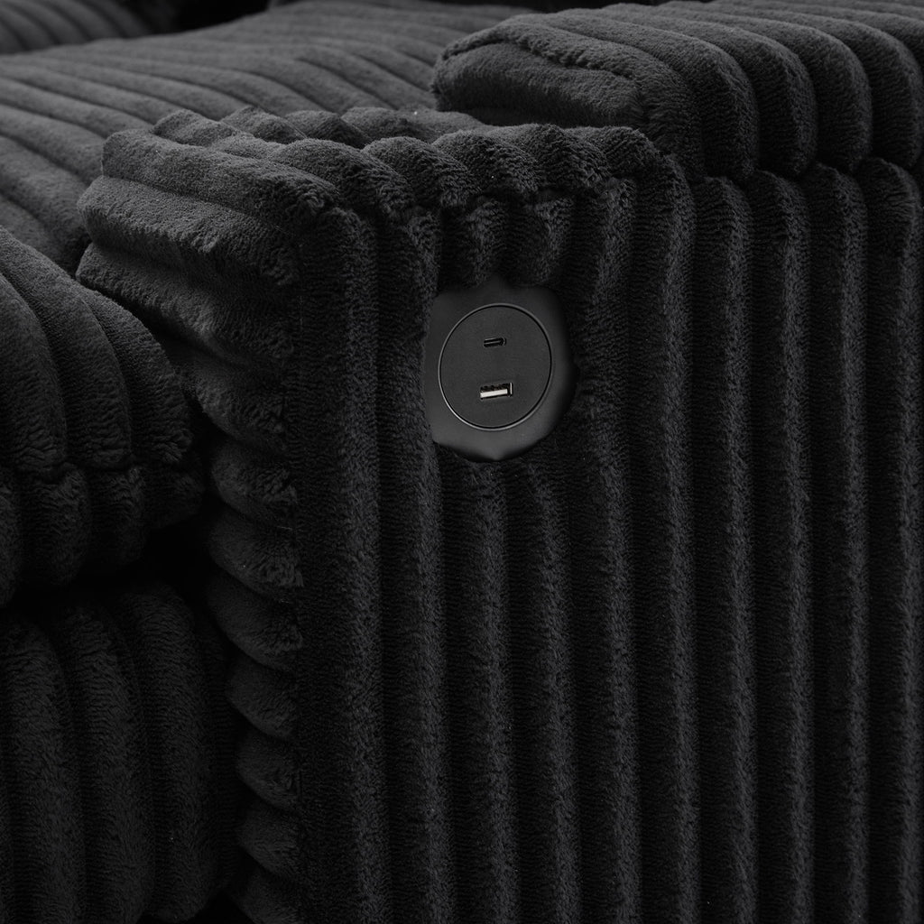 Convertible Loveseat Sofa With Storage, USB Ports, Cup Holders