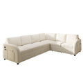 L-Shaped Couch With Pull-Out Bed, Convertible Sleeper Sofa With Side Pocket & USB Port