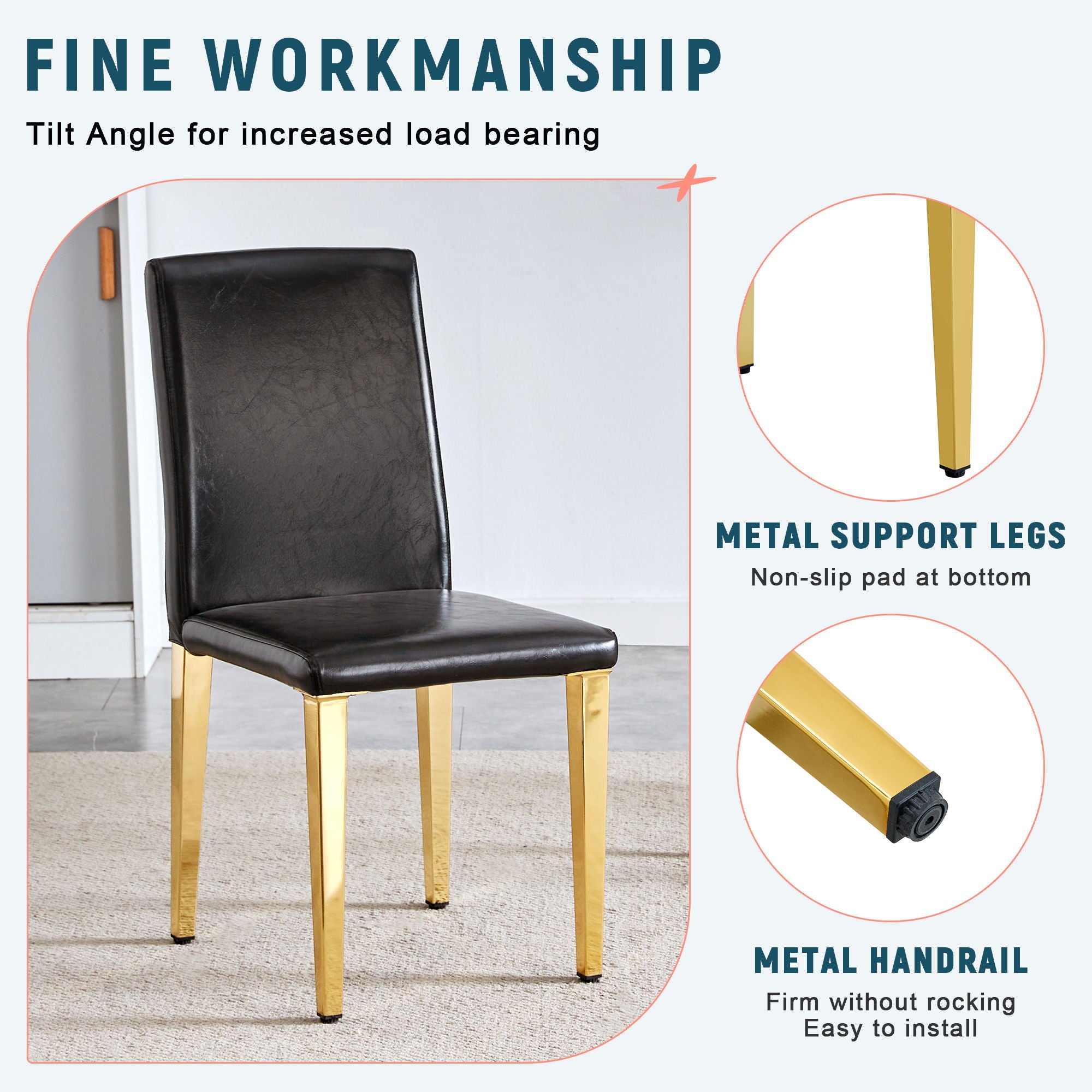 Elegant Upholstered Chairs With Metal Legs