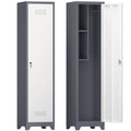 Broom Storage Cabinet Narrow Slim With Hooks And Shelves, Heavy-Duty