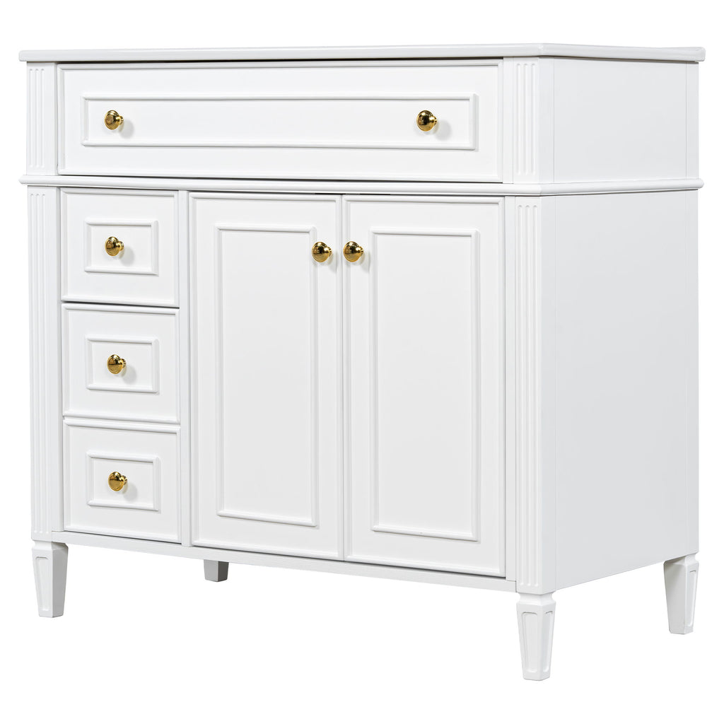 Bathroom Vanity With Sink, 3 Drawers & 2 Soft-Close Doors