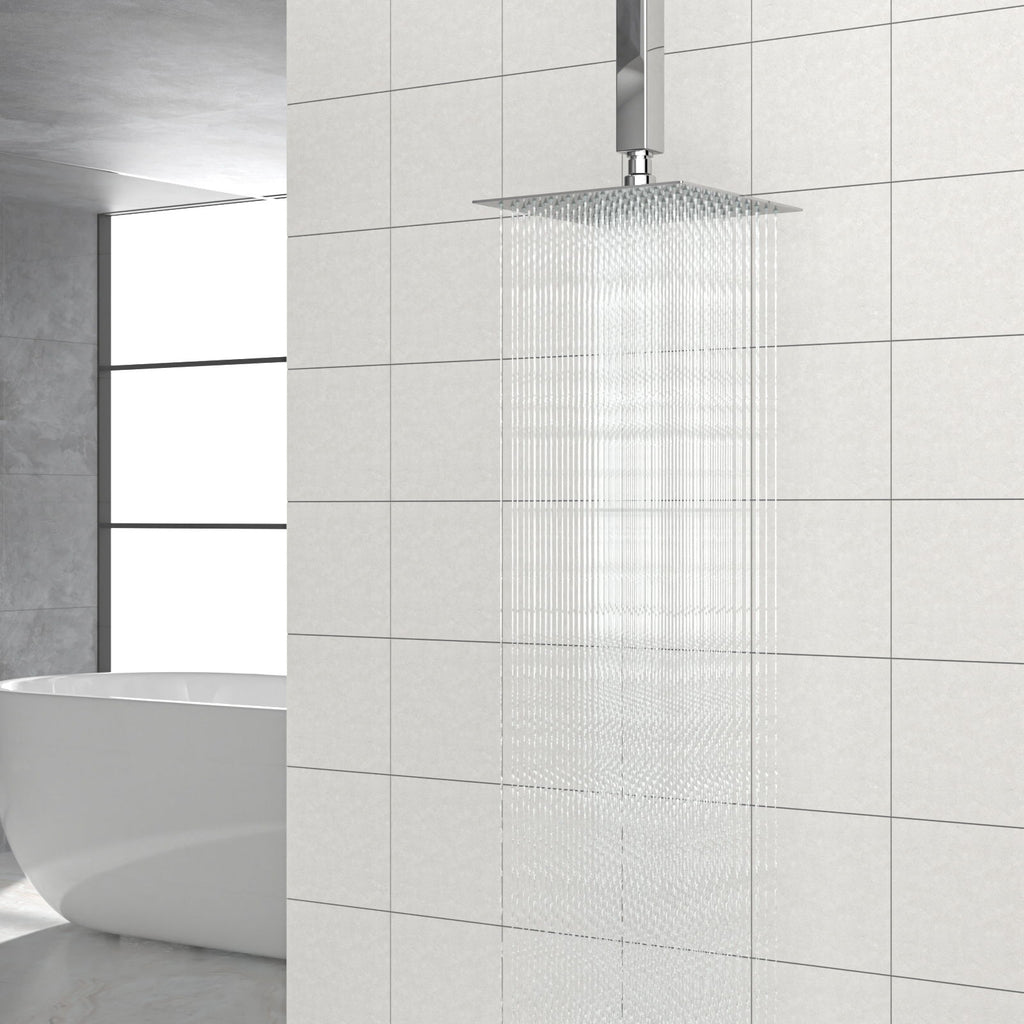 8" Square Rain Shower Head, Ceiling / Wall Mount Stainless Steel Bath Fixture
