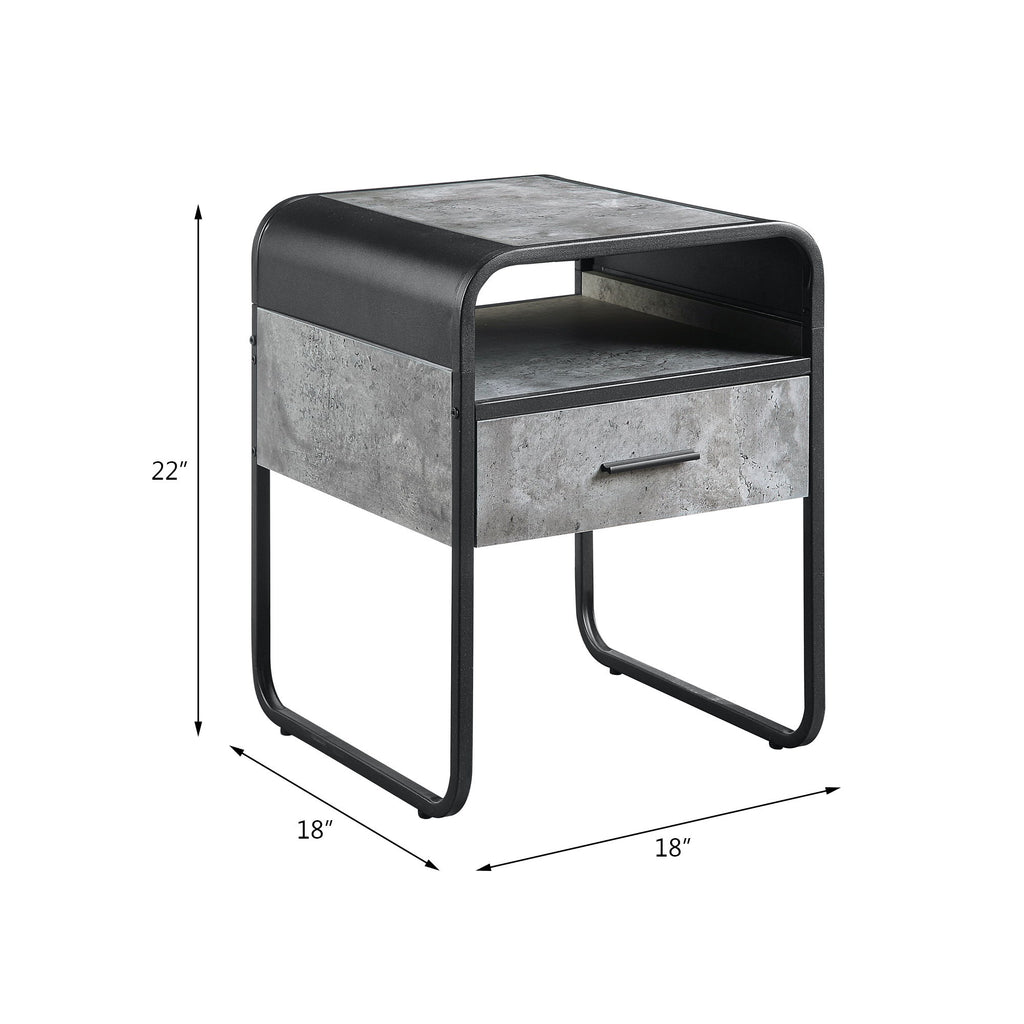 Raziela - End Table With Drawer - Black / Gray