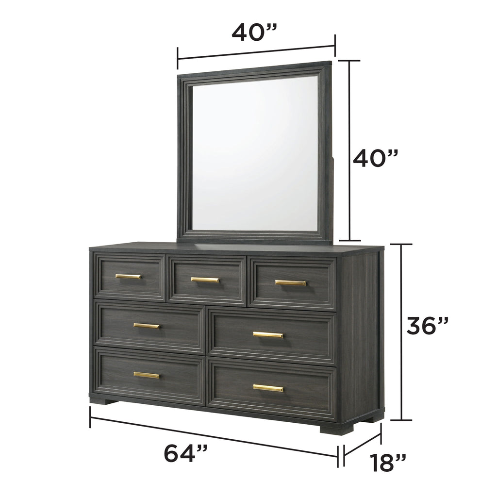 Colorado - Square Mirror (Dresser Not Included) - Charcoal