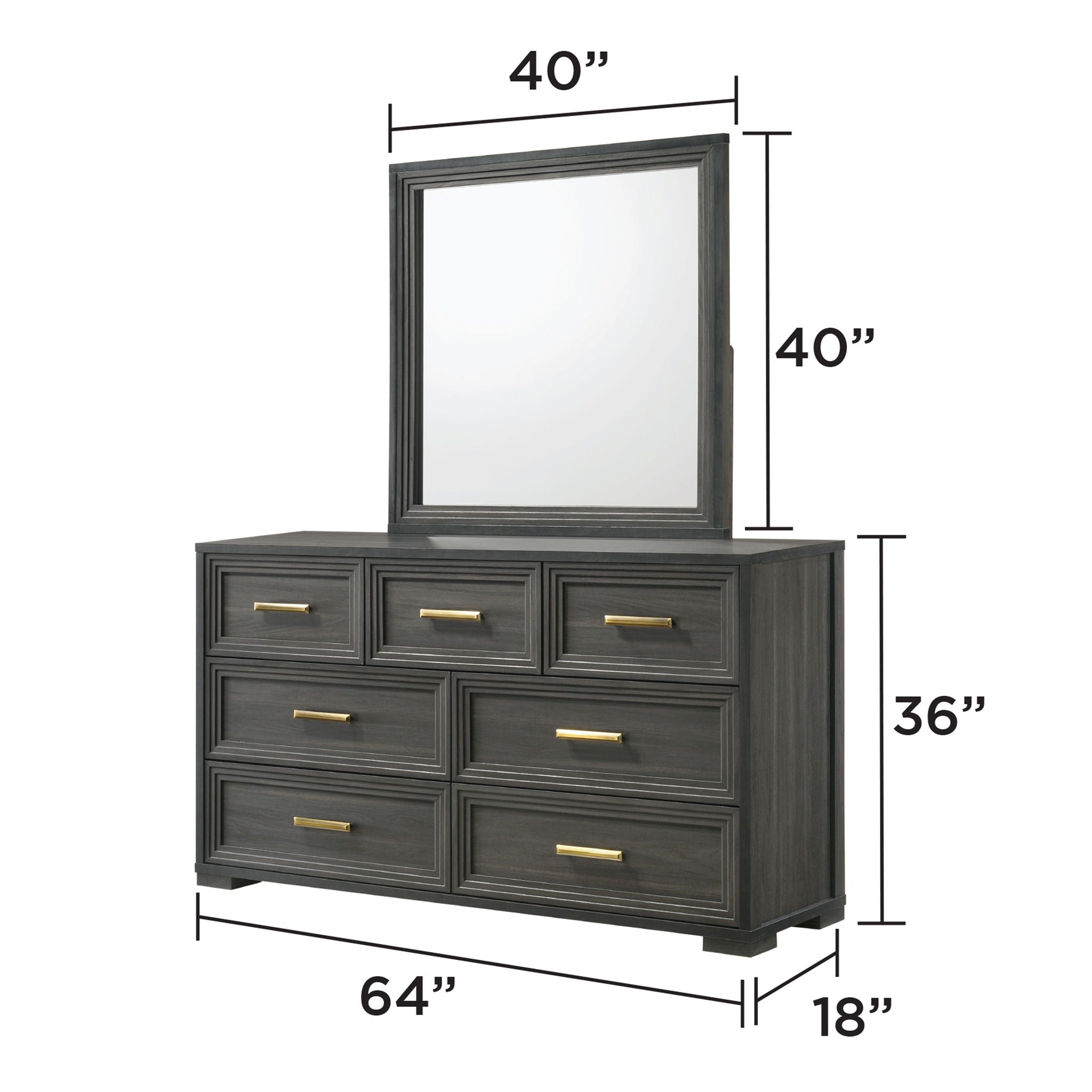 Colorado - Square Mirror (Dresser Not Included) - Charcoal