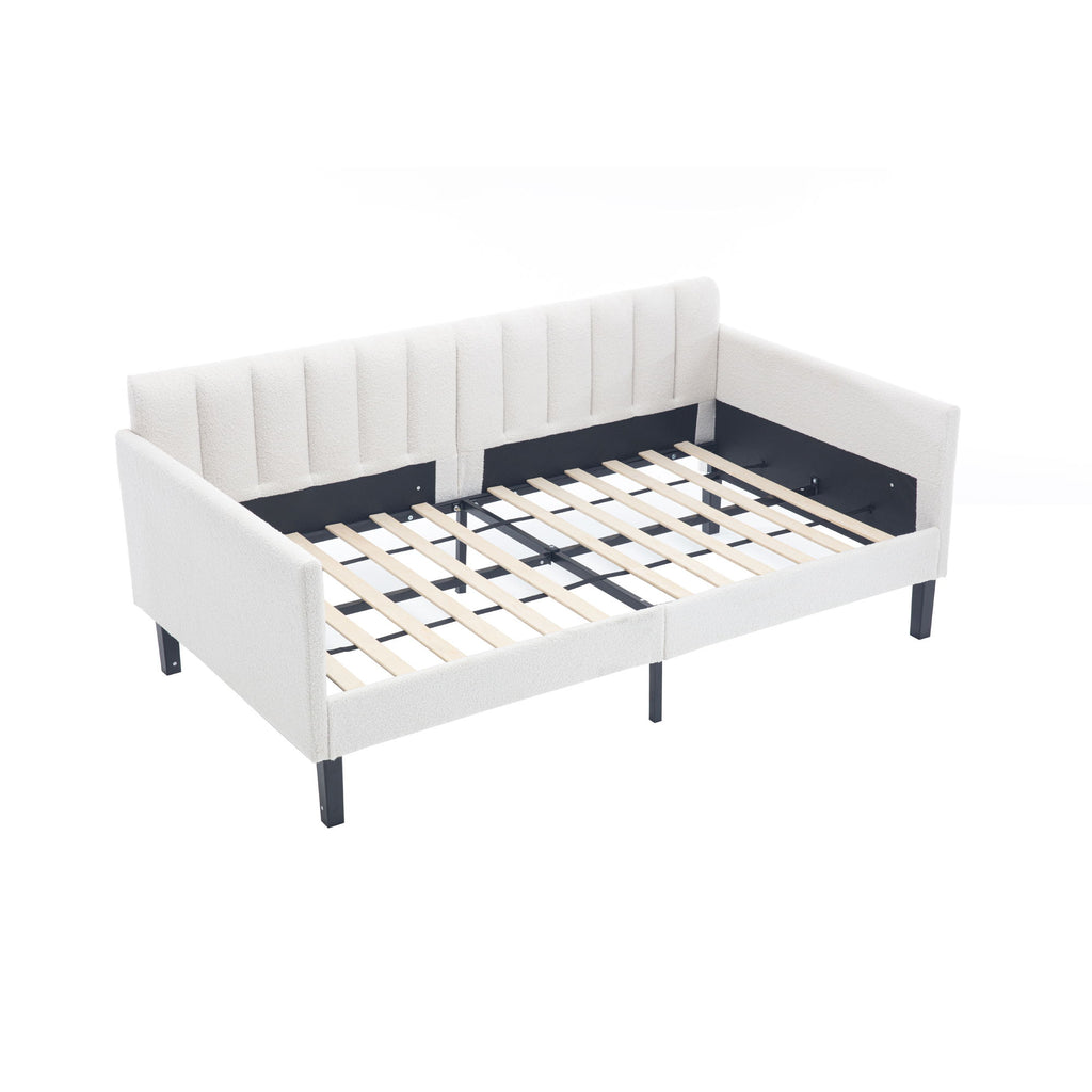Elena - Boucle Upholstered Daybed, Ribbed Tufted Backrest
