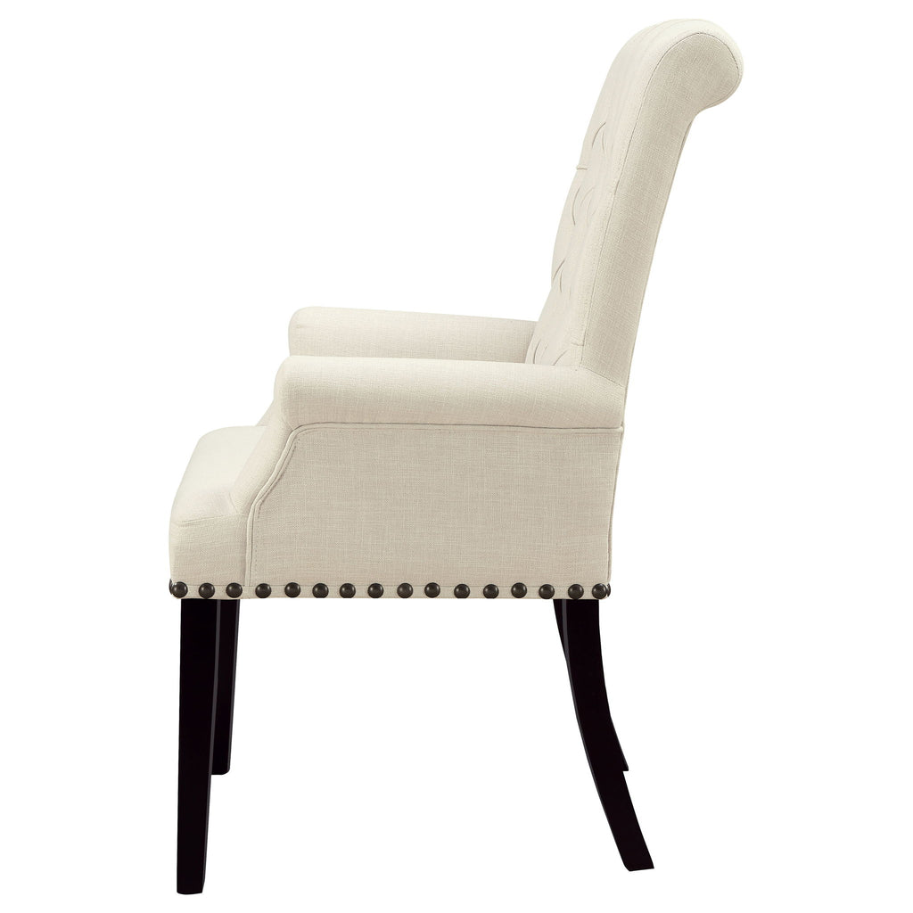 Vaughn - Upholstered Dining Chair With Tapered Legs And Nailhead Trim - Beige