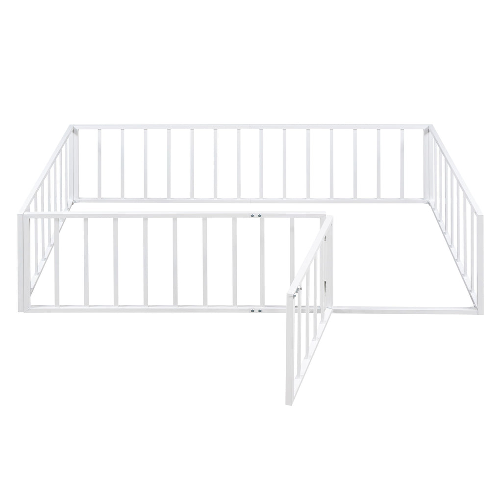 Metal Floor Bed Frame With Fence And Door