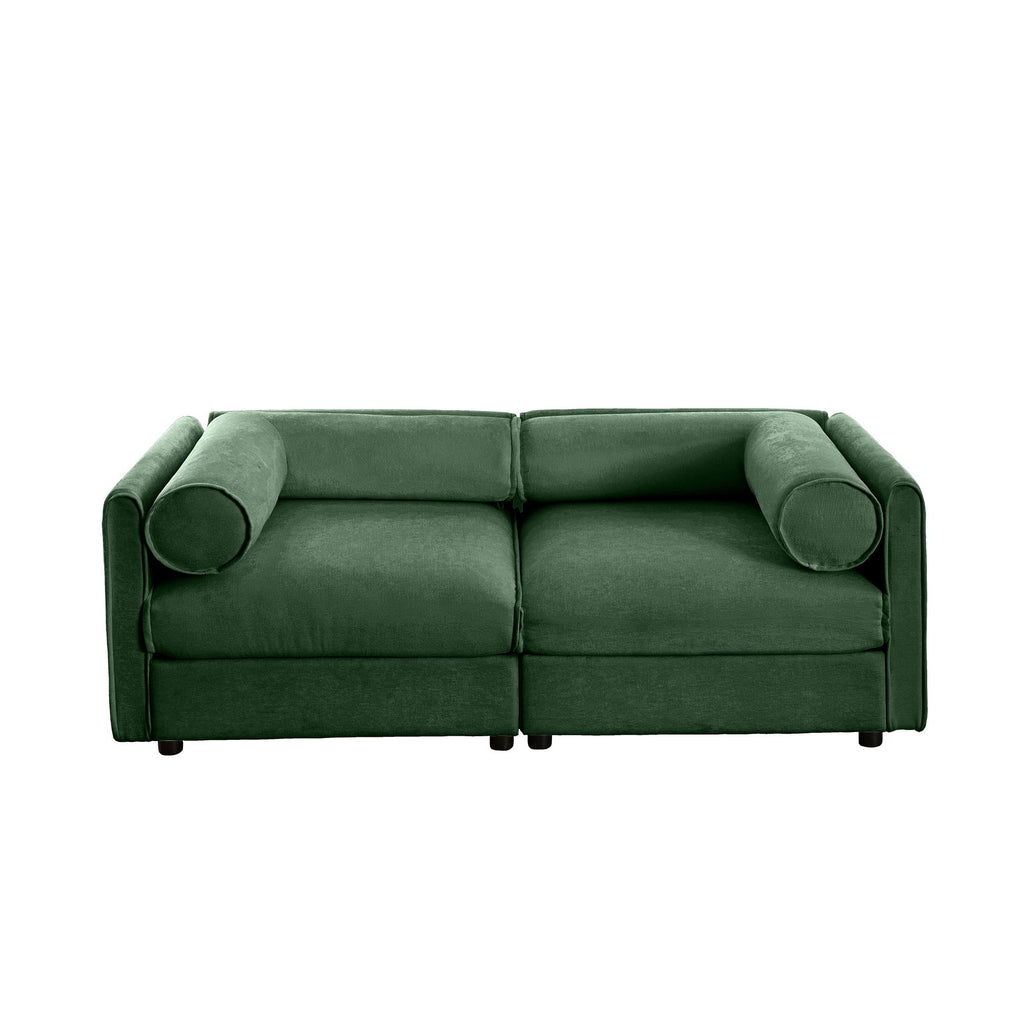 Stylish Sofa With Storage Seat And Cylindrical Backrest