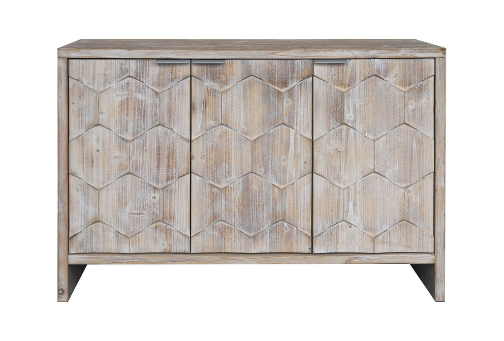 Accent Cabinet Farmhouse Style 3 Door Wooden Cabinet Sideboard Buffet Server Cabinet Storage Cabinet, For Living Room - Natural Wood Wash
