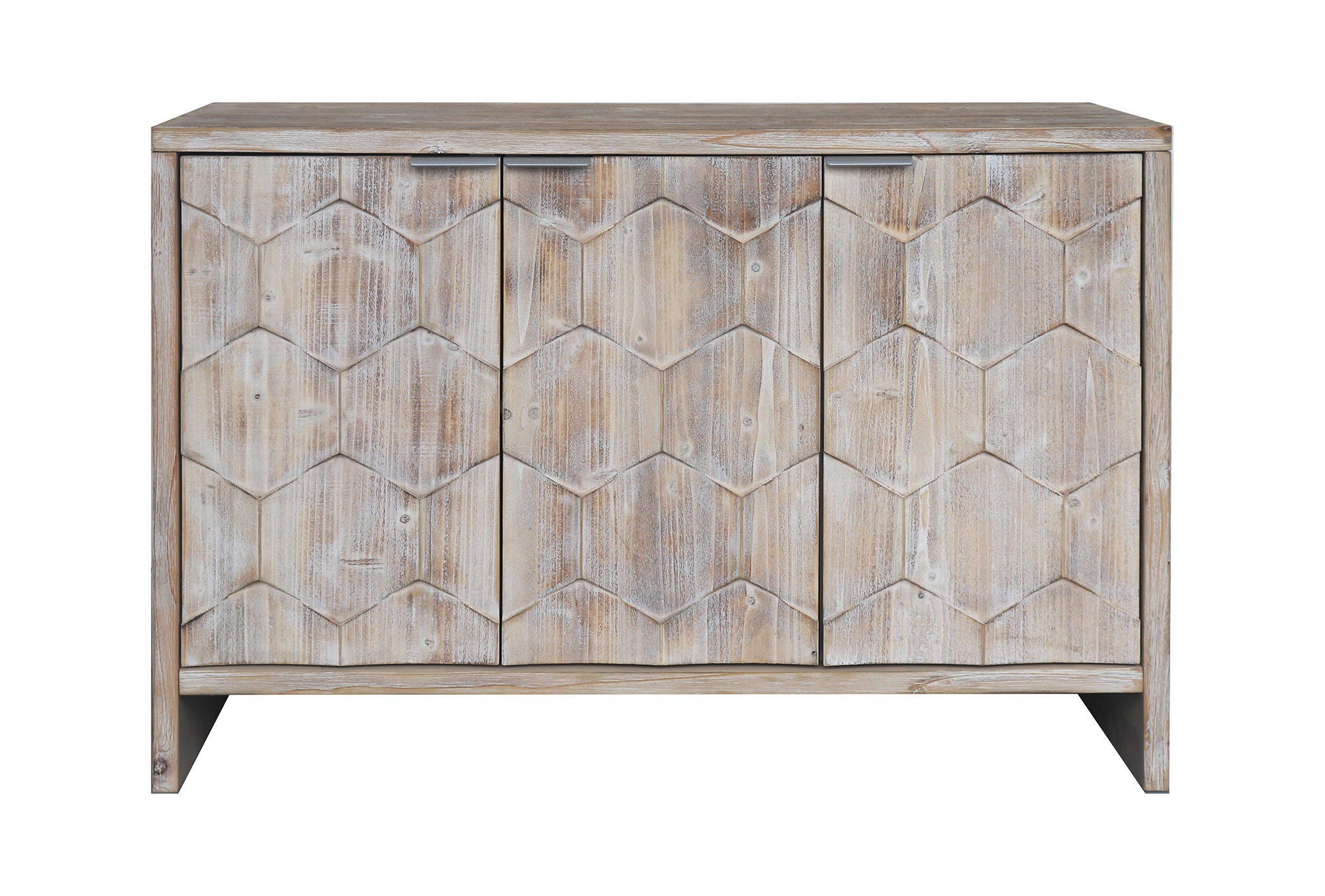 Accent Cabinet Farmhouse Style 3 Door Wooden Cabinet Sideboard Buffet Server Cabinet Storage Cabinet, For Living Room - Natural Wood Wash