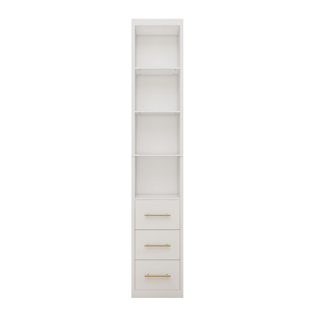 Rectangular Side Storage Cabinet With 3 Drawers For Bedroom - White