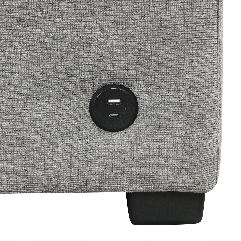 Sectional Sofa Convertible Pull-Out Bed With Storage Ottoman & USB Ports