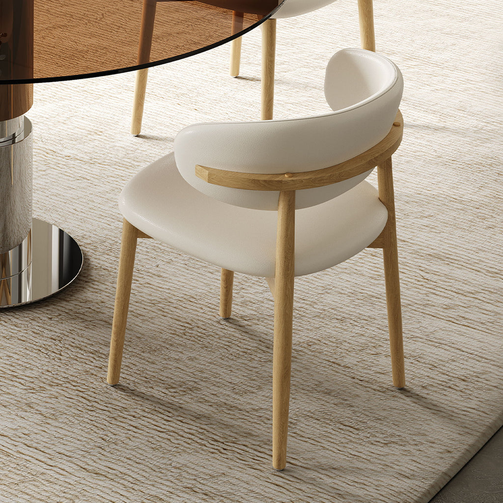 Round Dining Table With Tempered Glass Top - Brown